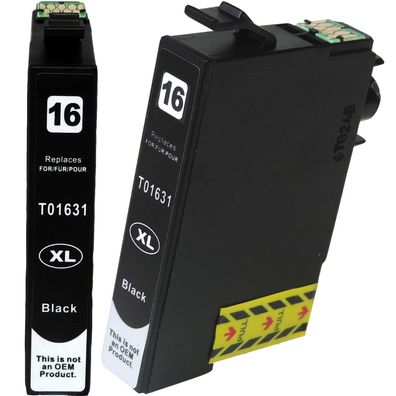 Kompatibel 2x Epson 16XL, T1631, C13T16314010, Füller BK Black Multipack schwarze ...