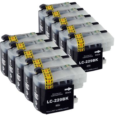 Kompatibel Brother LC-229 XXL BK Black Multipack 10 schwarze Druckerpatronen je ...
