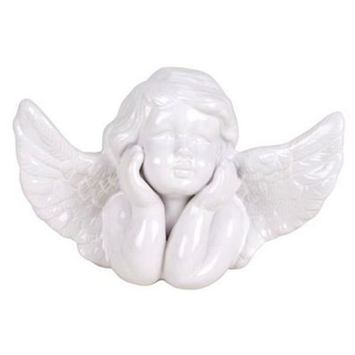 Deko-Engel weiß glänzend Schutzengel Engelsfigur Dekoengel Dekofigur H17,5cm