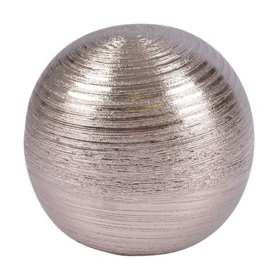 Dekokugel aus Keramik silber 15,5cm Tischdeko Silberkugel Dekofigur Kugel