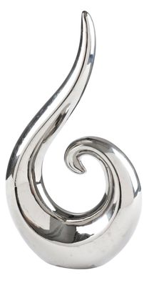 Dekofigur Spirale 24cm Silber Skulptur Tischdeko Fensterdeko Dekoobjekt Keramik