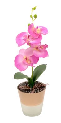 Orchidee mit LED im Topf Beleuchtung künstlich Kunstpflanze Kunstblume