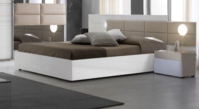 Modernes Doppelbett Svetlana mit Polsterung aus Kunstleder in Grau / Braun