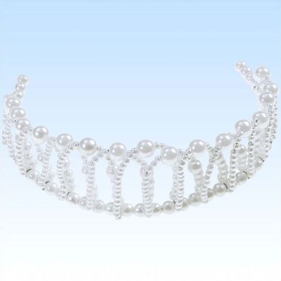Perlenkrone Königin Prinzessin Kopfschmuck Krone Perlen Diadem Fasching