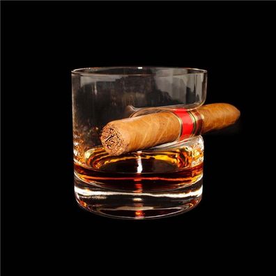 Whiskey Glas mit Zigarrenablage Winkee rund oder eckig Zigarren Ablage