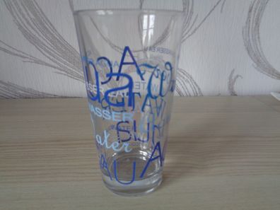 Wasserglas, Trinkglas -blau bedruckt