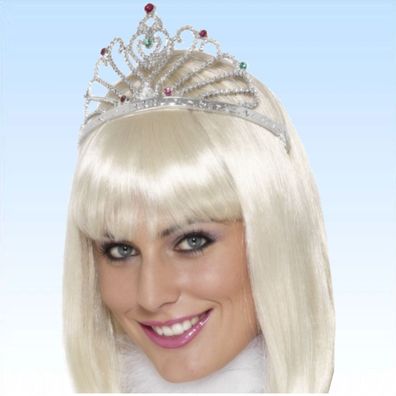Krone Königin silber Kopfschmuck Prinzessin Fasching Karneval Königskrone