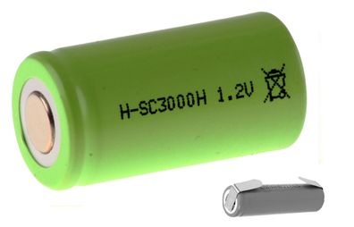 Mexcel Akku Sub-C 1,2V / 3000mAh NS3000SCHT Hochtemperatur NiMh Lötfahne U