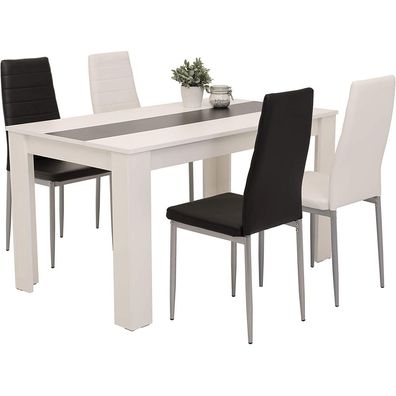 Esstischgruppe Küchentisch Tischgruppe HELENE II G inkl. 2 Stühle schwarz &amp; 2 ...