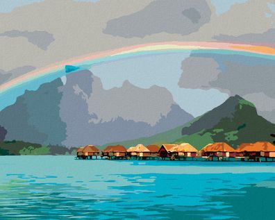 Zuty - Malen nach Zahlen - Malediven - Regenbogen (DENNIS FRATES), 40x50 cm