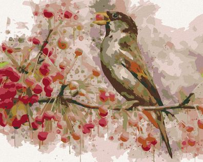 Zuty - Malen nach Zahlen - VOGEL UND Vogelbeeren, 40x50 cm