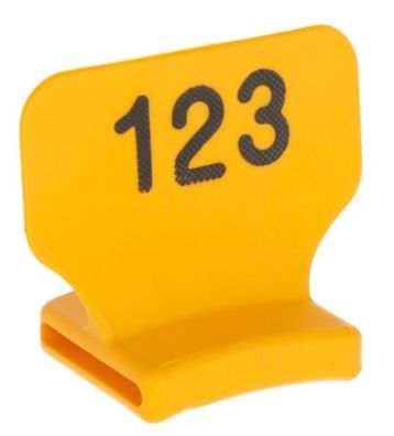 Nummernblock stehend, gelb bedruckt Nr. 101-125 zur Markierung im Nacken Hals