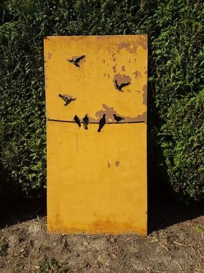 Sichtschutz Sichtschutzwand Schmuckblech Gabione Vögel 183cm Edelrost