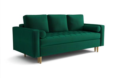 Moris Sofa Couch mit Schlaffunktion Bettkasten Farbauswahl grün beige blau