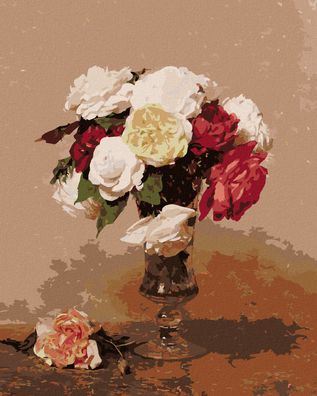 Zuty - Malen nach Zahlen - ROSEN IN EINER VASE (HENRI FANTIN-LATOUR), 40x50 cm