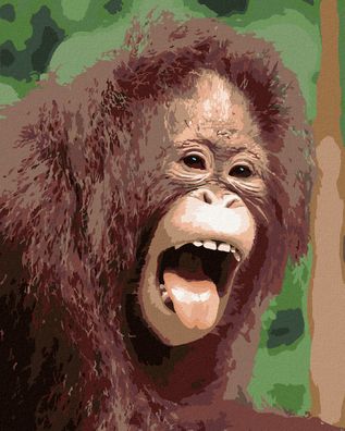 Zuty - Malen nach Zahlen - Orangutan MIT Offenem MAUL, 40x50 cm