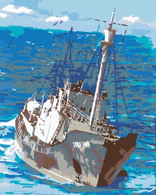 Zuty - Malen nach Zahlen - Fischerboot AM MEER, 40x50 cm