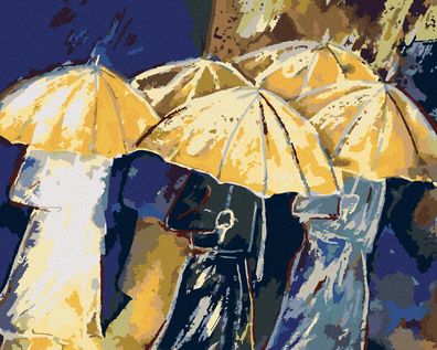 Zuty - Malen nach Zahlen - Menschen MIT Goldenen Regenschirmen, 40x50 cm