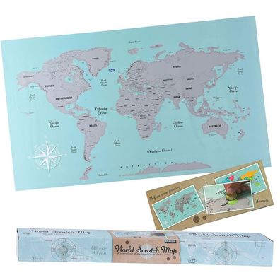 Rubbel-Weltkarte Weltkartenposter 88x52cm Kratzbild Landkarte Poster Wandbild