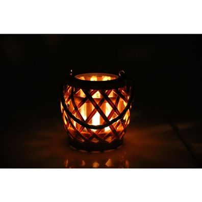 Weidenlaterne D15cm H14cm mit Glaseinsatz Windlicht Kerzenständer Kerzenhalter