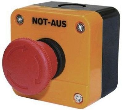 Einfach-NOT-AUS-Drucktaster Aufputz mit rotem Pilz 40 mm rastend, IP 65