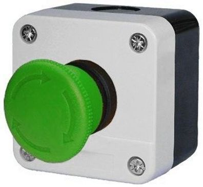 Einfach-Pilz-Drucktaster Aufputz mit grünem Pilz 40 mm tastend, IP 65