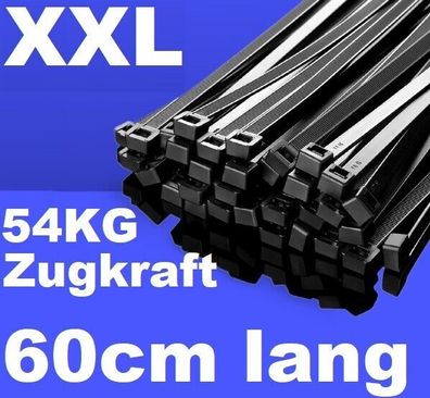 Profi Kabelbinder Schwarz 7,6 x 600mm Industrie Qualität groß XXL 600mm lang TOP