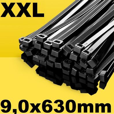 XXL Kabelbinder 9,0 x 630mm Industrie Qualität 9mm breit 63cm lang 75KG Zukraft