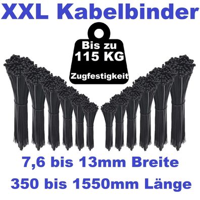 XXL Profi Kabelbinder Industrie Qualität verschiedene Größen bis 1550mm / 1,50m