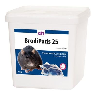 BrodiPads 25, 3 kg Brodifacoum Ratten Mäuse Bekämpfung Schadnager Nager cit Maus