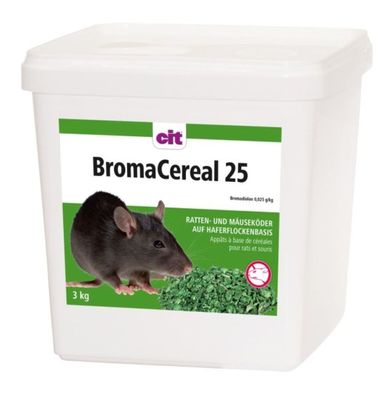 BromaCereal 25, 3 kg Bromadiolon Bekämpfung Ratten Mäuse Nager Schadnager Hafer