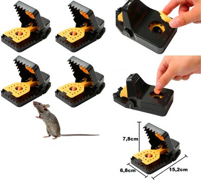 4 Rattenfalle Schlagfalle wieder verwendbar Ratten Falle mit Futterfach R601 NEU