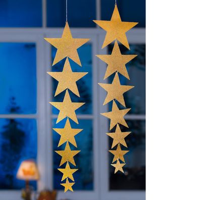 Folien-Mobile Sterne goldfarben Girlande Weihnachtsschmuck 64 cm lang