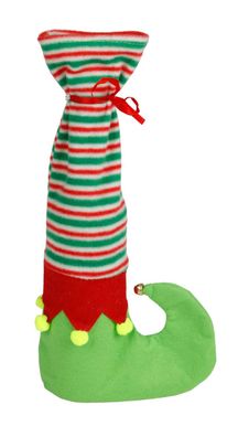 Flaschendekoration Socken Motiv Weihnachtsmann Flaschenkostüm Flaschentasche