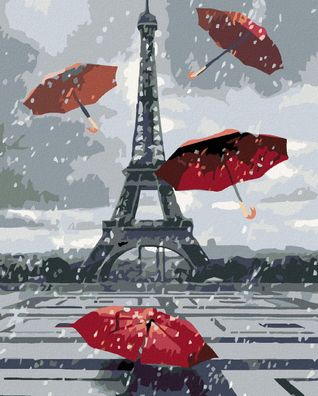 Zuty - Malen nach Zahlen - Eiffelturm UND Regenschirme, 40x50 cm