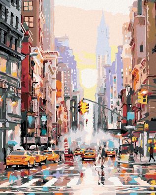 Zuty - Malen nach Zahlen - NEW YORK STREET UND GELBE TAXIS (RICHARD Macneil), 40x50 c