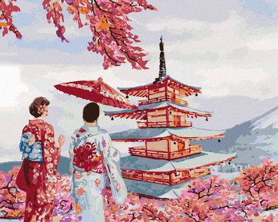 Zuty - Malen nach Zahlen - PAAR IM KIMONO JAPAN, 40x50 cm