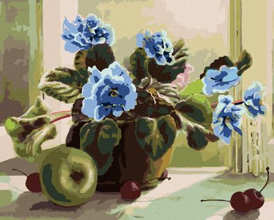 Zuty - Malen nach Zahlen - BLAUE BLUMEN UND FRßCHTE, 40x50 cm