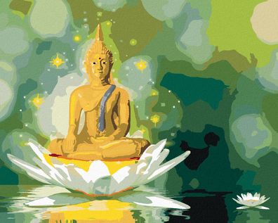 Zuty - Malen nach Zahlen - Goldener BUDDHA IM Weissen LOTUS, 40x50 cm