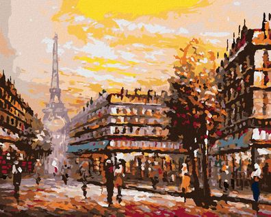 Zuty - Malen nach Zahlen - Belebte Strasse IN PARIS, 40x50 cm