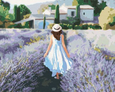 Zuty - Malen nach Zahlen - Lavendelfeld UND FRAU IN DER Provence, 40x50 cm