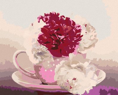 Zuty - Malen nach Zahlen - KAFFEE MIT BLUMEN, 40x50 cm