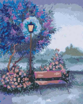 Zuty - Malen nach Zahlen - BANK BEI Leuchtender LAMPE, 40x50 cm