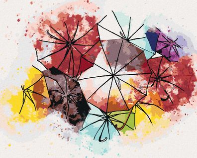 Zuty - Malen nach Zahlen - BUNTE Regenschirme, 40x50 cm