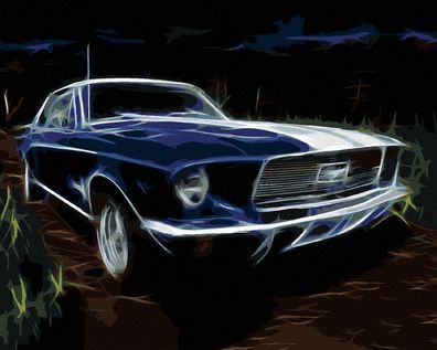 Zuty - Malen nach Zahlen - BLAUES AUTO FORD Mustang, 40x50 cm