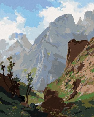 Zuty - Malen nach Zahlen - BERGE VON EUROPA (CARLOS DE HAES), 40x50 cm