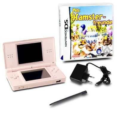 DS Lite Handheld Konsole rosa #74A + Ladekabel + Spiel Petz Hamsterfreunde