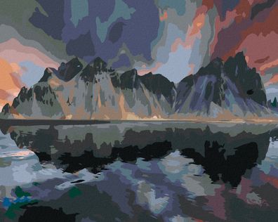 Zuty - Malen nach Zahlen - BERG Vestrahorn IN ISLAND, 40x50 cm