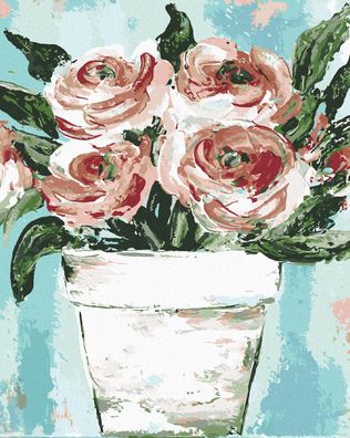 Zuty - Malen nach Zahlen - ROSA ROSEN IM Blumentopf (HALEY BUSCH), 40x50 cm