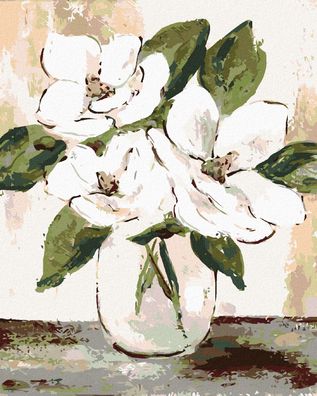 Zuty - Malen nach Zahlen - WEISSE Magnolie (HALEY BUSCH), 40x50 cm